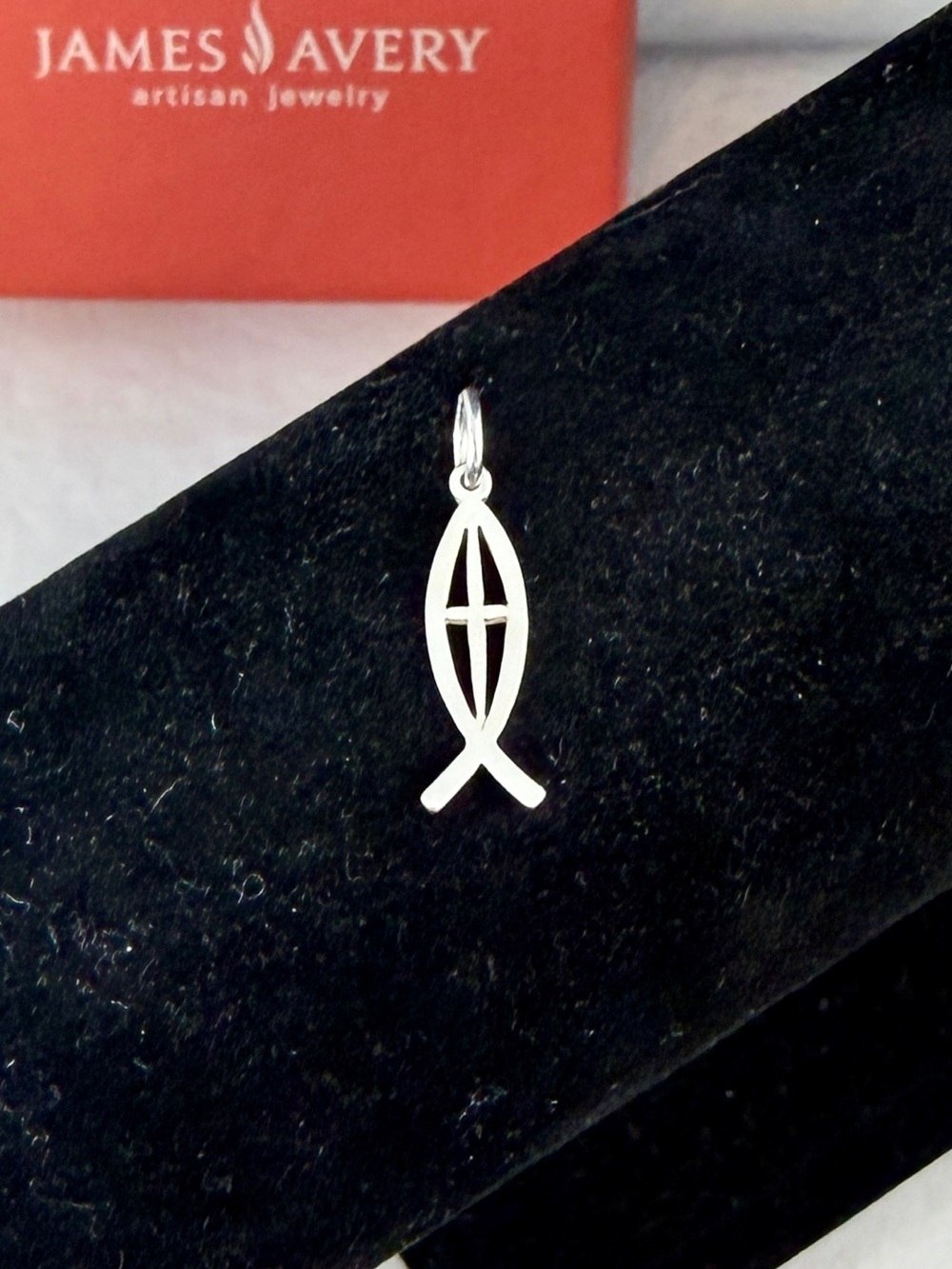 JAMES AVERY Sterling Silver Ichthus Cross Fish Charm Pendant Vintage; RETIRED